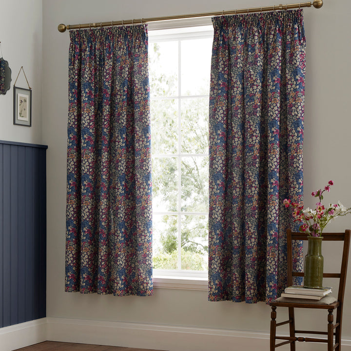 Bessie Pencil Pleat Curtains in Navy - Pair of Pencil Pleat Curtains - Dreams & Drapes