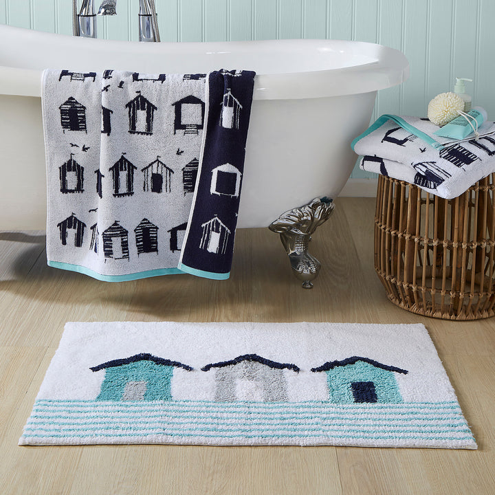 Beach Huts Bath Mat by Fusion Bathroom in Blue 50 x 80cm - Bath Mat - Fusion Bathroom