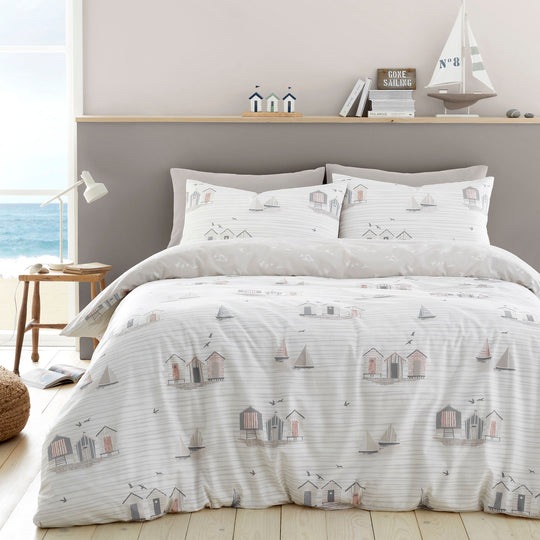 Beach Huts Duvet Cover Set in Natural