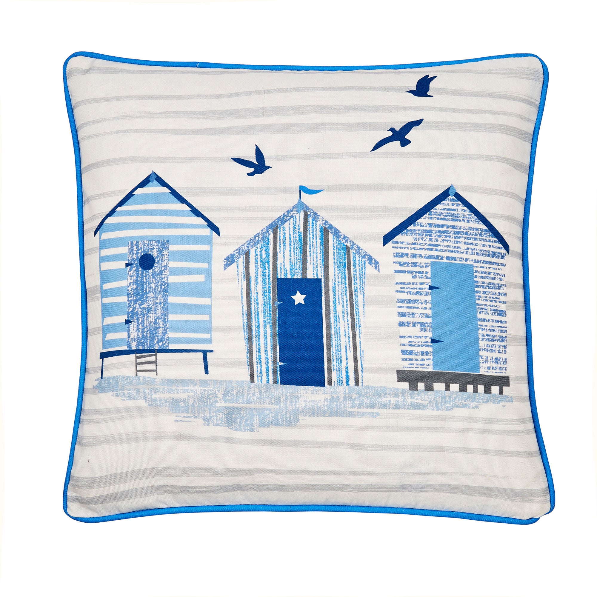 Beach Huts Outdoor Cushion by Fusion in Blue 43 x 43cm - Cushion - Fusion