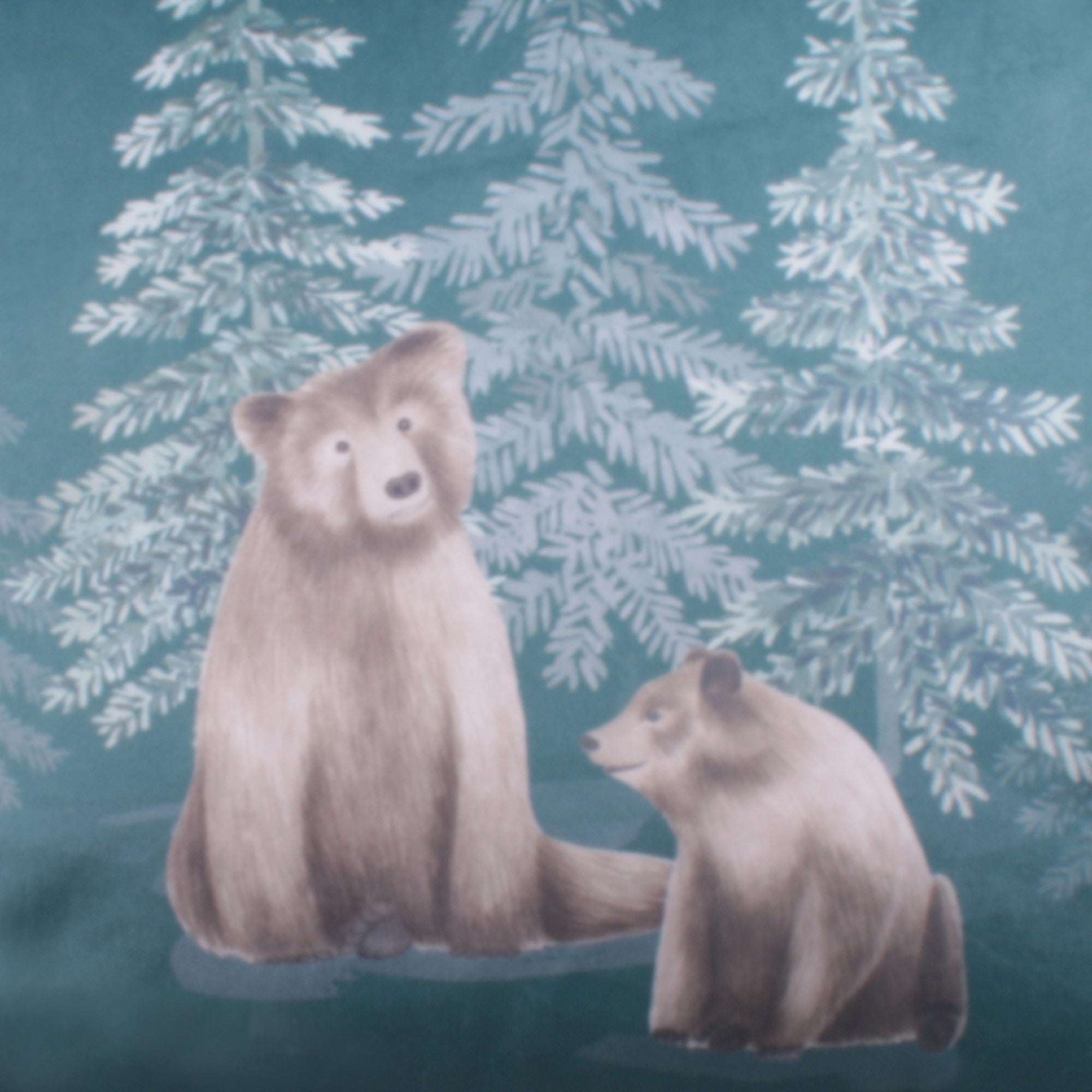 Bear Walks Cushion by Dreams & Drapes Lodge in Teal 43 x 43cm - Cushion - Dreams & Drapes Lodge