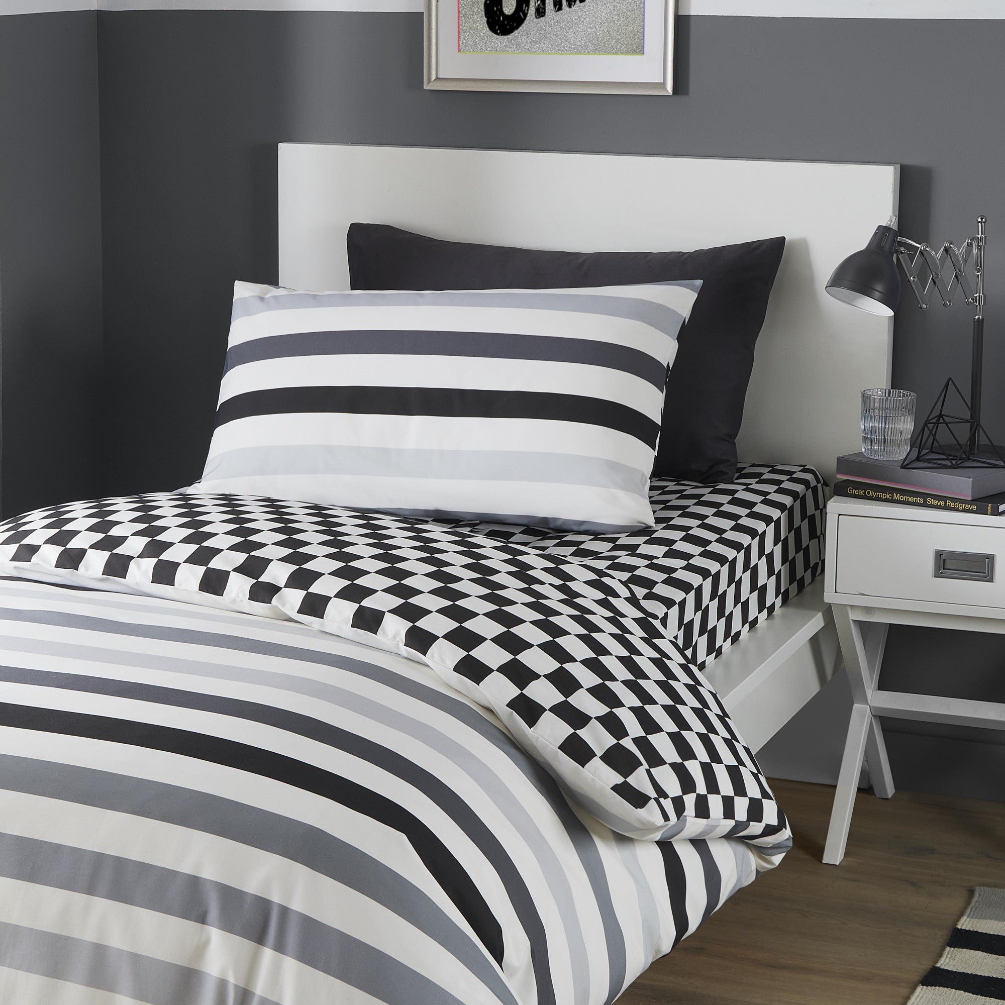 Beckett Stripe Duvet Cover Set by Bedlam in Monochrome - Duvet Cover Set - Bedlam