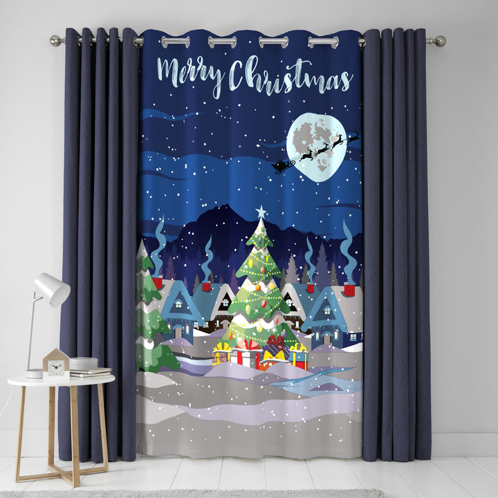 Glow In The Dark Eyelet Single Panel Door Curtain by Bedlam Christmas in Multi - Eyelet Single Panel Door Curtain - Bedlam Christmas
