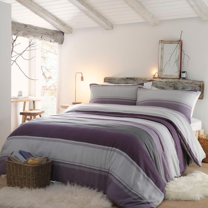 Betley Brushed Duvet Cover Set by Fusion Snug in Plum - Duvet Cover Set - Fusion Snug