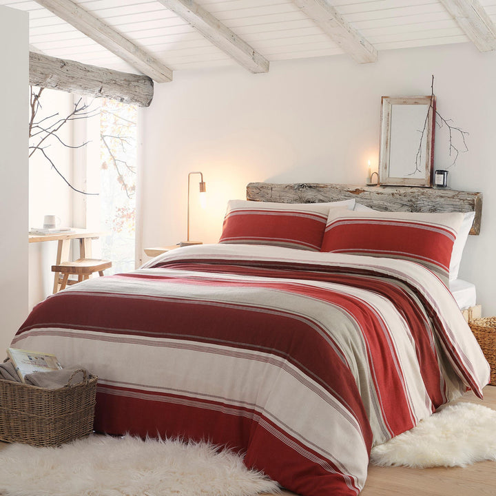 Betley Brushed Duvet Cover Set by Fusion Snug in Red - Duvet Cover Set - Fusion Snug