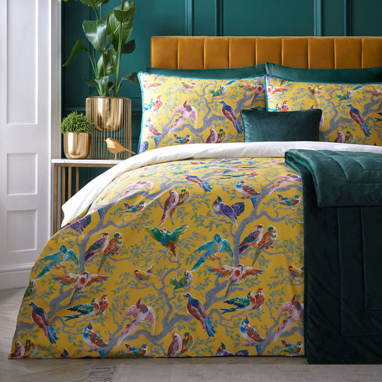 Birdity Absurdity Duvet Cover Set in Yellow