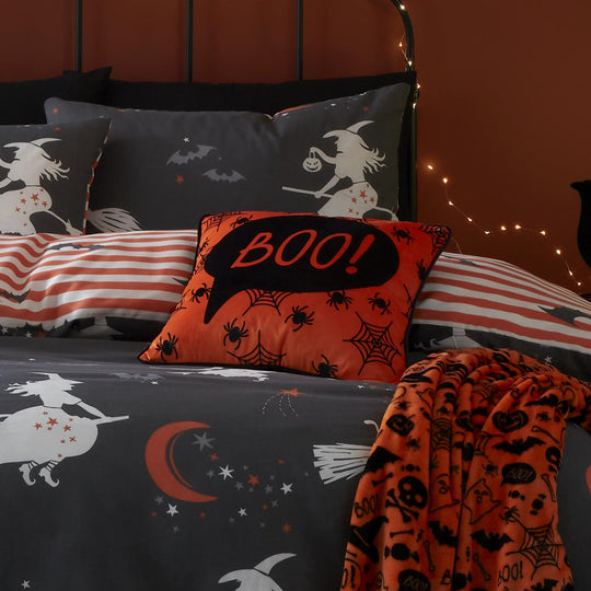 Boo Halloween Cushion in Orange 43 x 43cm