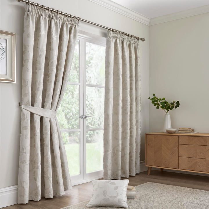 Bramford Pair of Pencil Pleat Curtains by Curtina in Natural - Pair of Pencil Pleat Curtains - Curtina