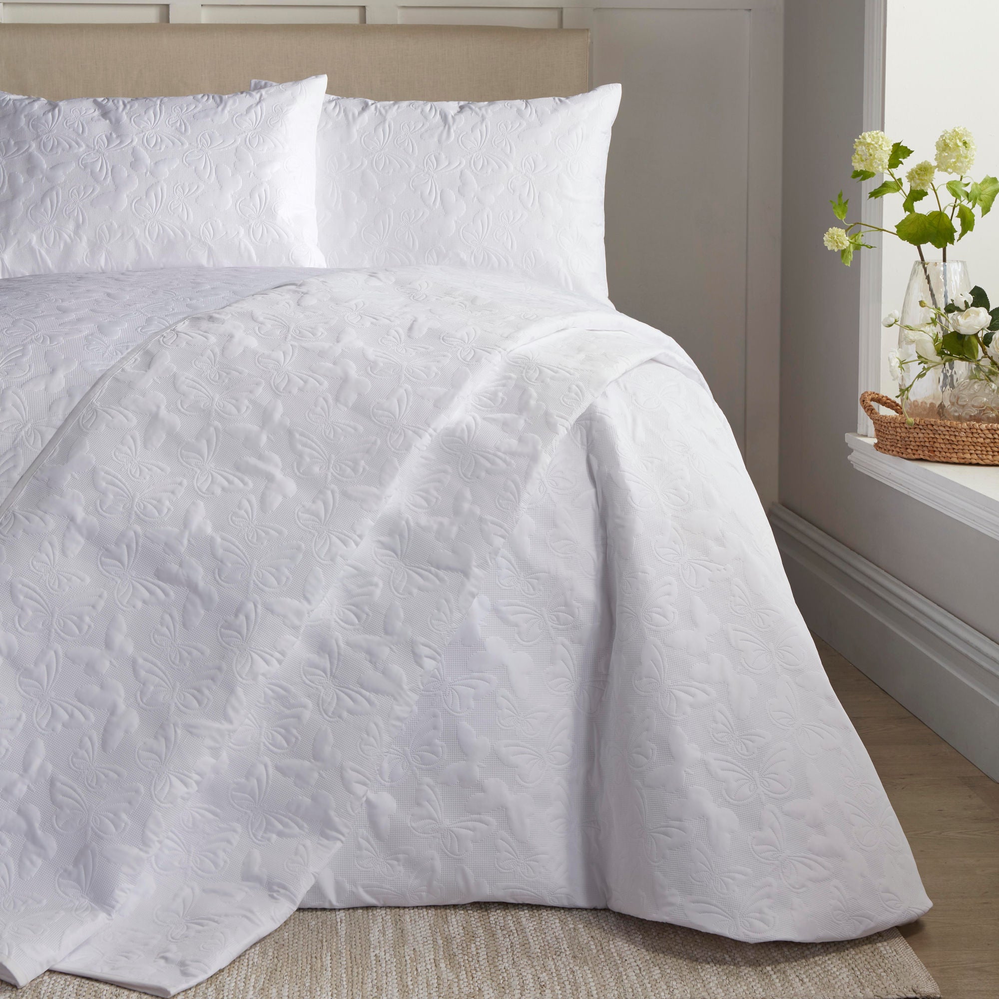 Butterfly Garden Duvet Cover Set by Serene in White - Duvet Cover Set - Serene