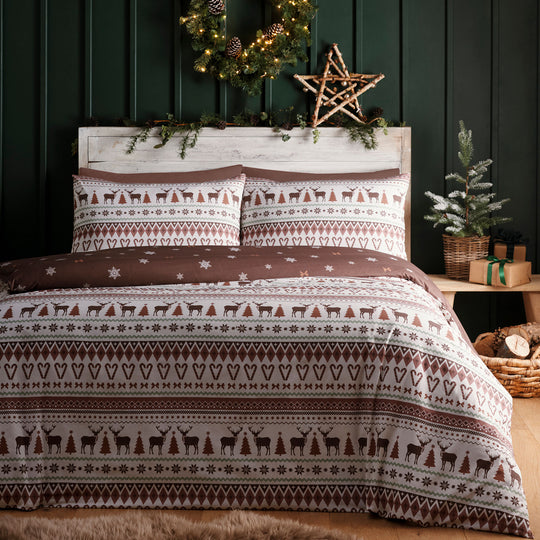 Christmas Fairisle Duvet Cover Set in Natural