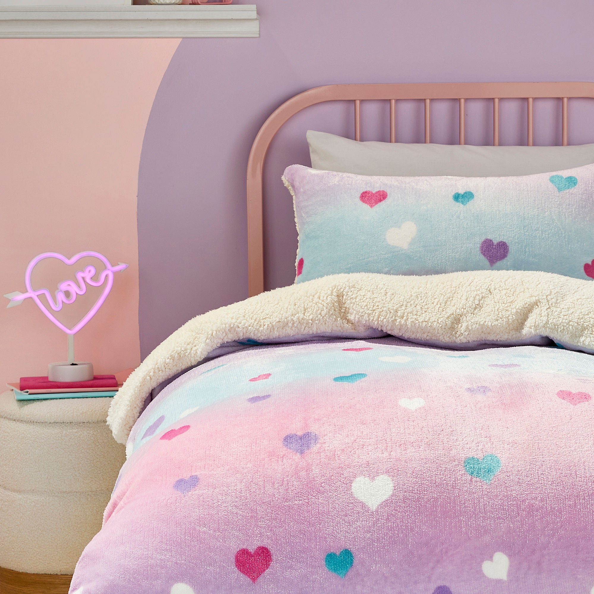 Cosy Ombre Heart Duvet Cover Set by Bedlam in Multi - Duvet Cover Set - Bedlam