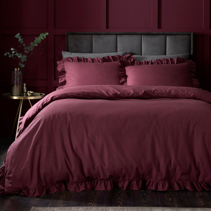 Cassia Frill Duvet Cover Set in Berry - Duvet Cover Set - Appletree
