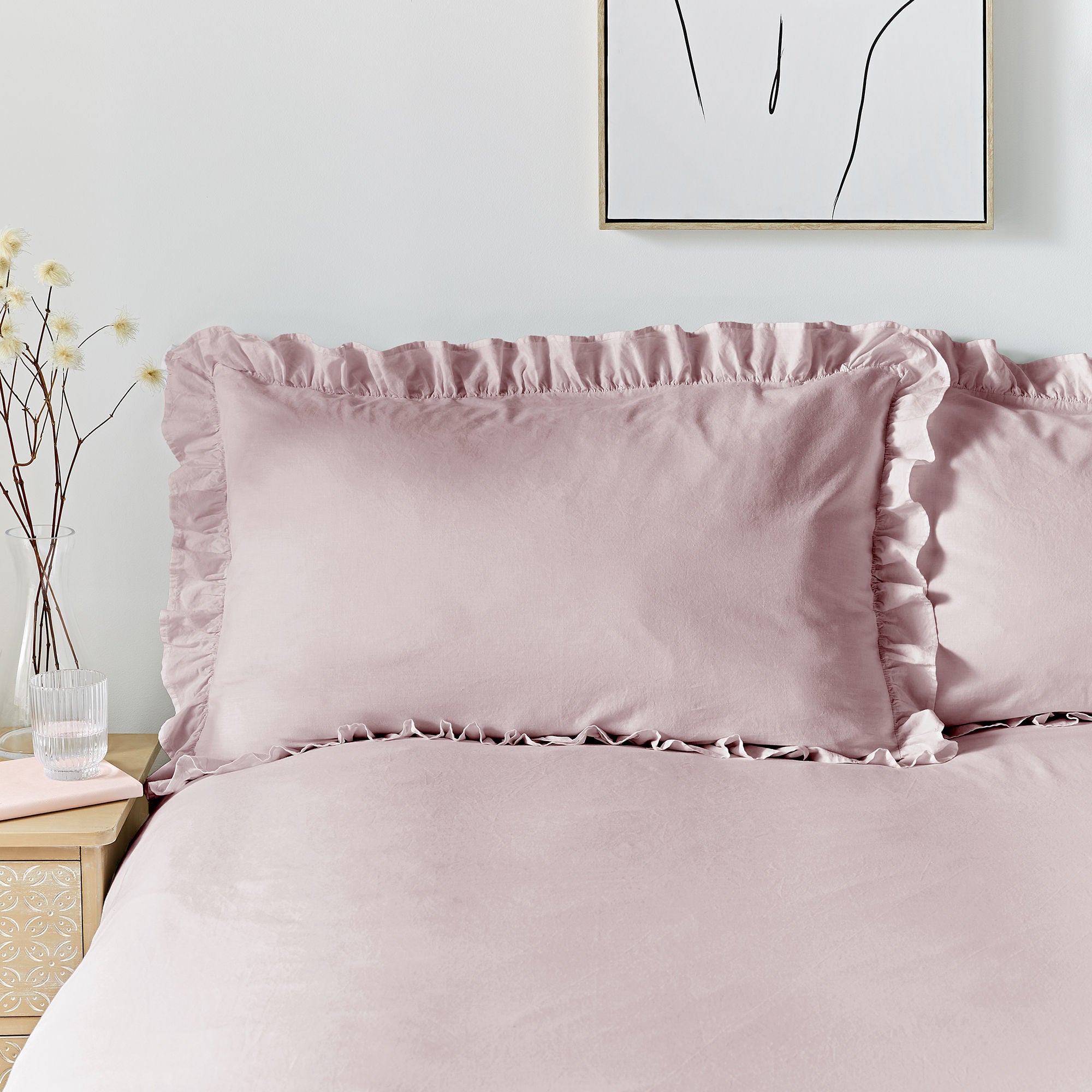Cassia Frill Duvet Cover Set by Appletree Loft in Lavender - Duvet Cover Set - Appletree Loft