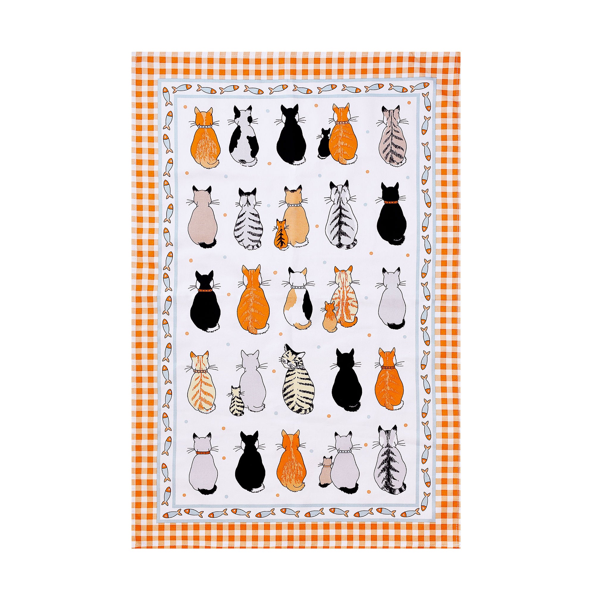 Cats In Waiting 2026 Cotton Tea Towel in Orange - Tea Towel - Ulster Weavers