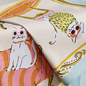 Pack Of 3 Country Club Tea Towels – 100% Cotton – 'Home Is Where The Cat Is' – Animal Print