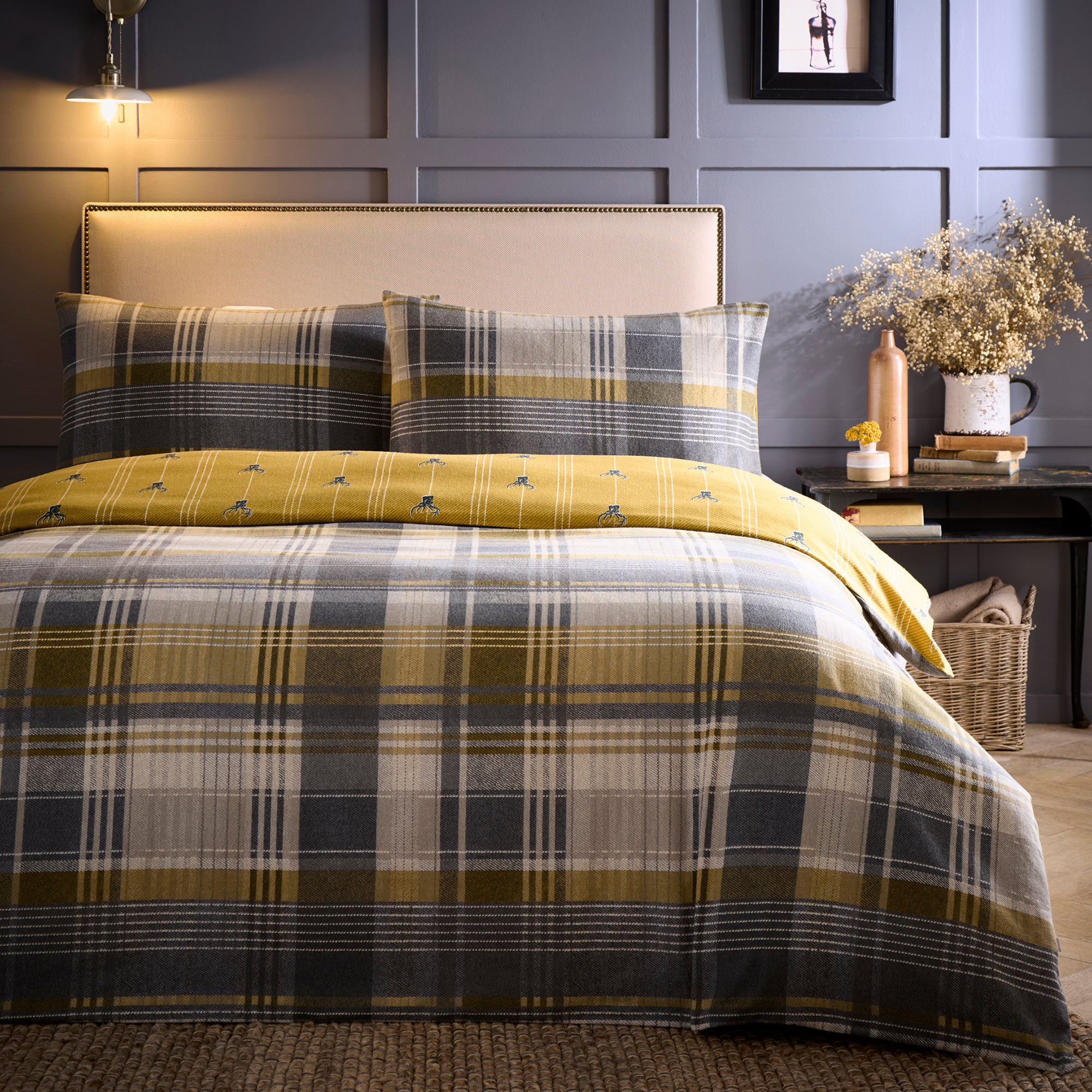 Connolly Check Duvet Cover Set in Ochre