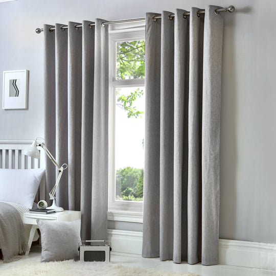 Cannes Eyelet Curtains in Silver