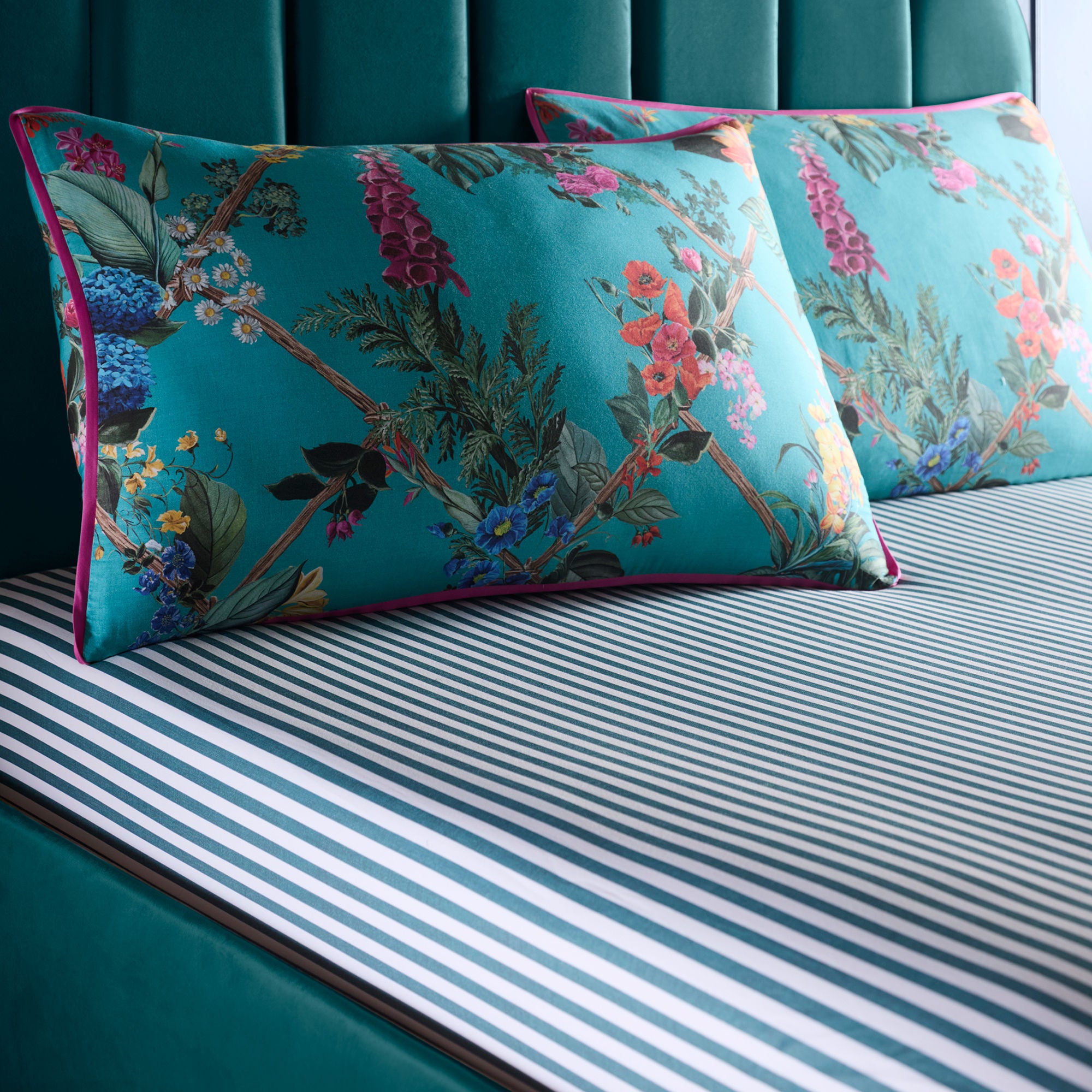 Cotswold Fantasia 28cm Fitted Bed Sheet in Teal - 28cm Fitted Bed Sheet - Laurence Llewelyn-Bowen