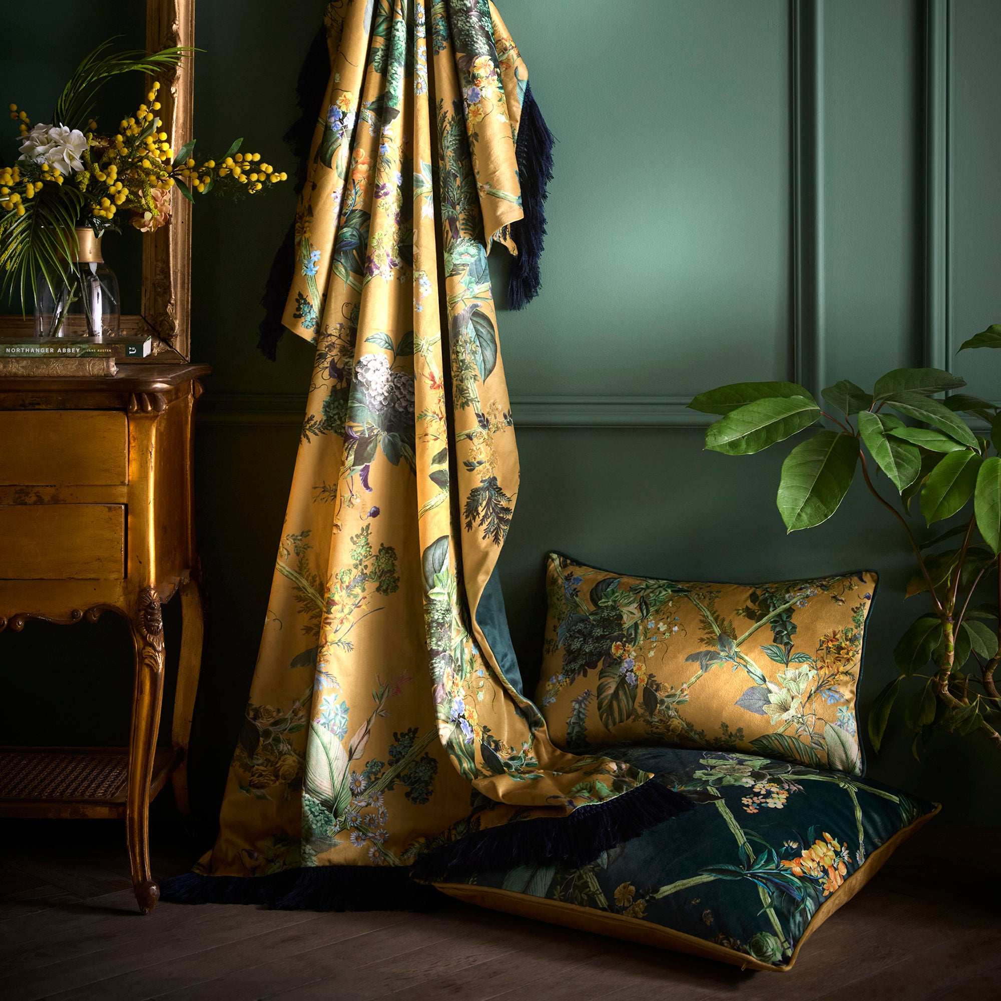 Cotswold Fantasia Dawn Cushion in Green 55 x 55cm