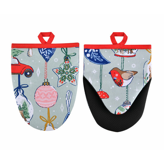 Christmas Ornaments Microwave Mitts Pair in Multicolour