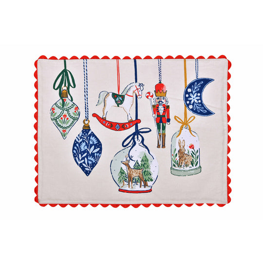 Christmas Ornaments Cotton Placemats 2 Pack in Multicolour