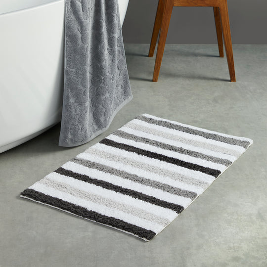 Carlson Stripe Bath Mat in Grey 50 x 80cm