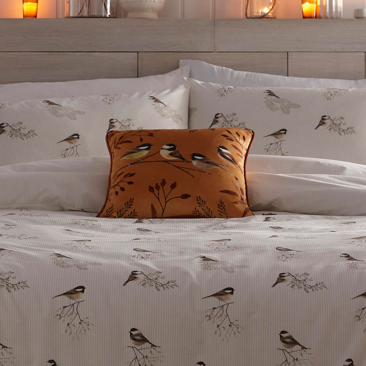 Chickadee's Cushion by Dreams & Drapes Lodge in Gold 43 x 43cm - Cushion - Dreams & Drapes Lodge