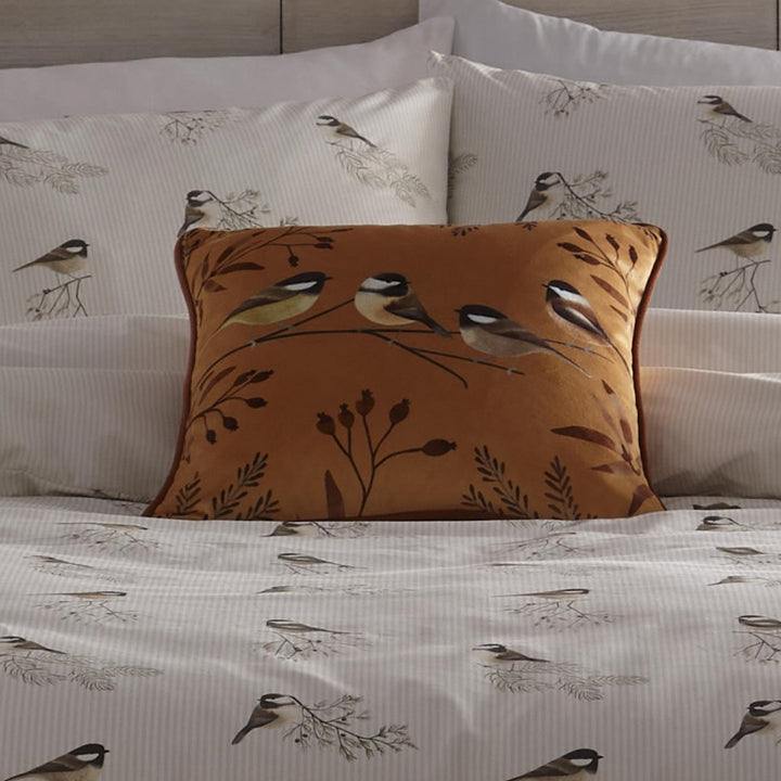 Chickadee's Cushion by Dreams & Drapes Lodge in Gold 43 x 43cm - Cushion - Dreams & Drapes Lodge