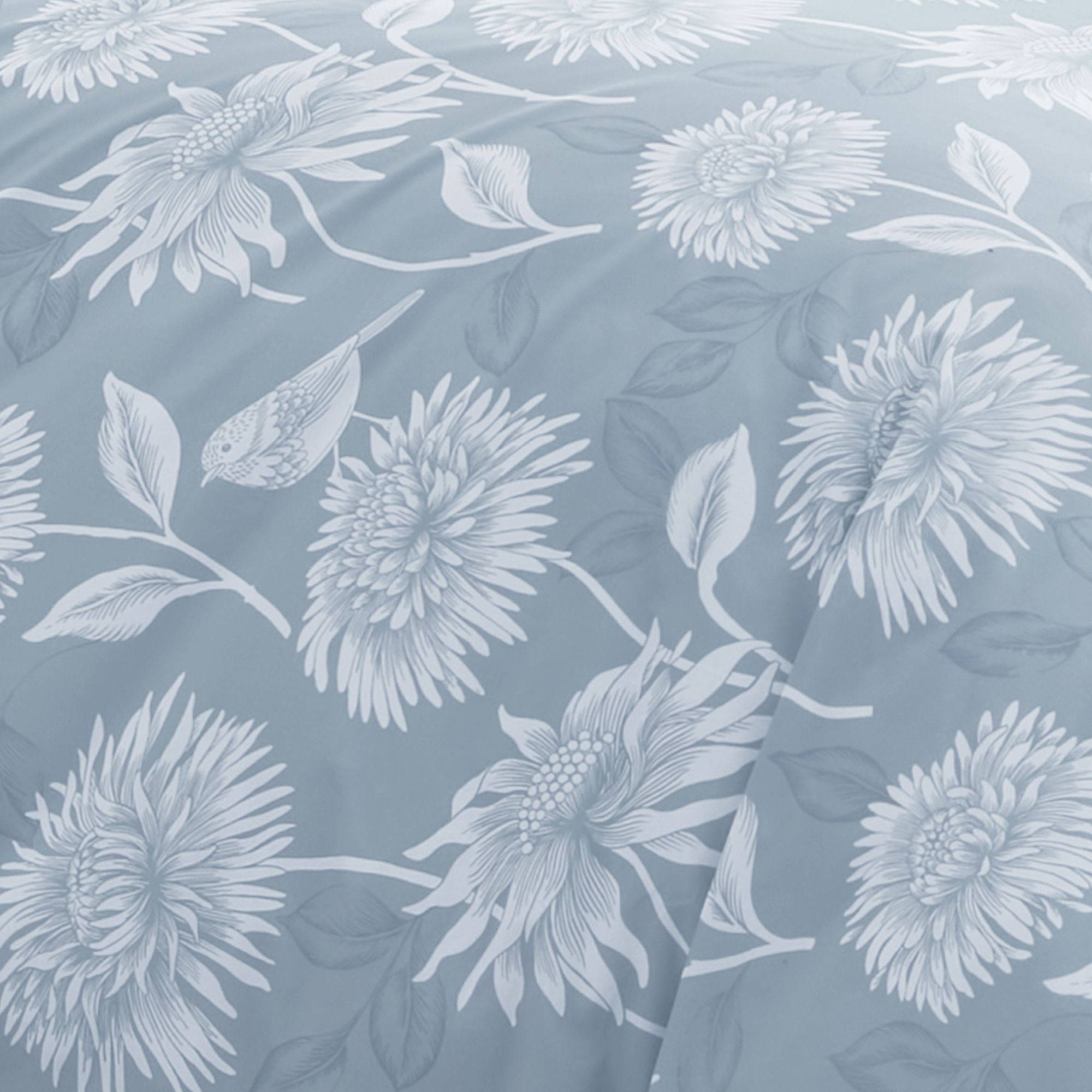 Chrysanthemum Duvet Cover Set by Dreams & Drapes Design in Blue - Duvet Cover Set - Dreams & Drapes Design