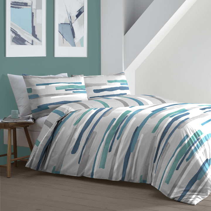 Clifton Duvet Cover Set by Fusion in Teal - Duvet Cover Set - Fusion