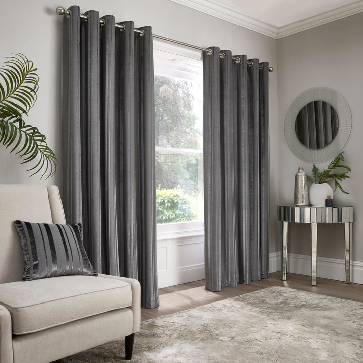 Conrad Pair of Eyelet Curtains by Appletree Boutique in Slate - Pair of Eyelet Curtains - Appletree Boutique