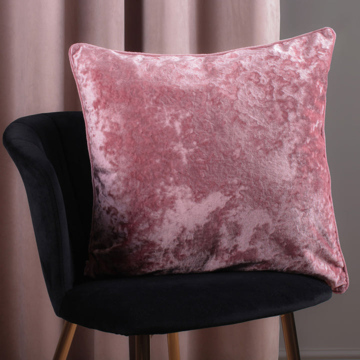 Crushed Velvet Cushion by Soiree in Blush 55 x 55cm - Cushion - Soiree