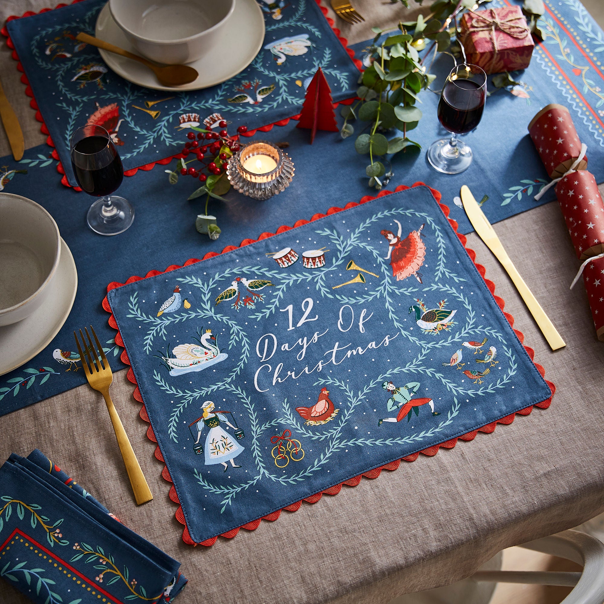 Ulster Weavers 12 Days of Christmas Placemat - Cotton - 2 Pack One Size in Green - Placemat - Ulster Weavers