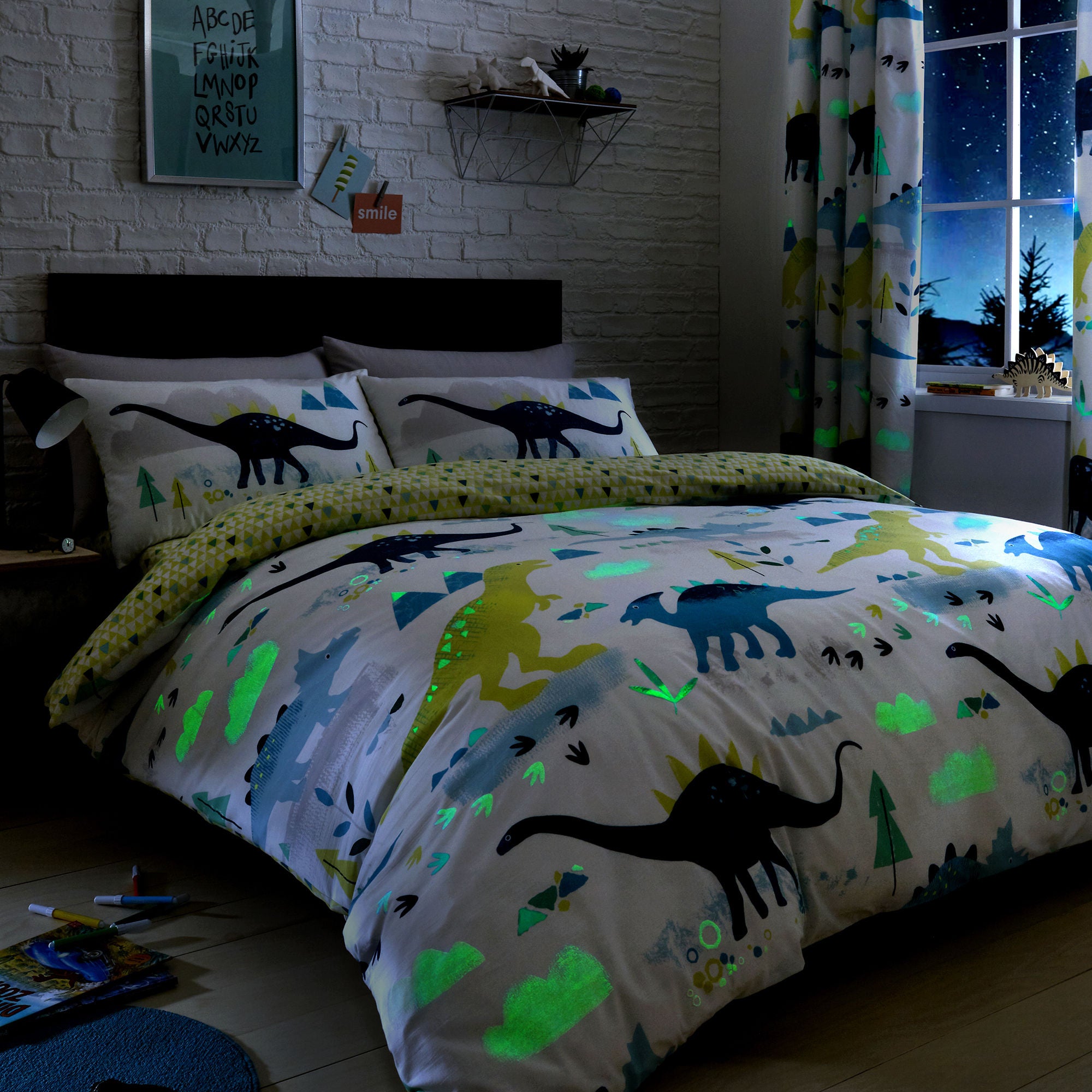 Dino Duvet Cover Set by Bedlam in Multicolour - Duvet Cover Set - Bedlam