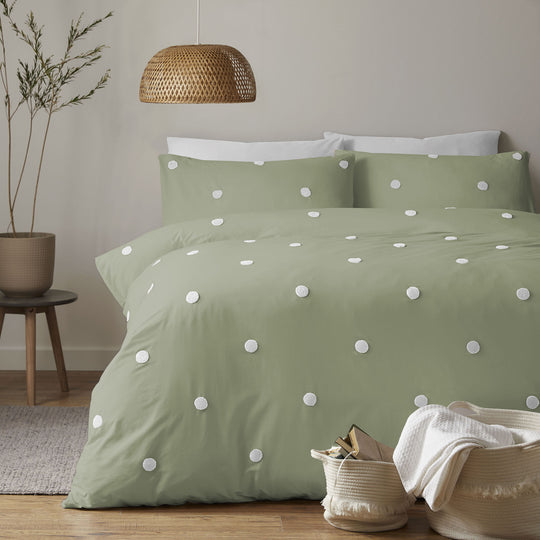 Dot Garden Duvet Cover Set in Sage