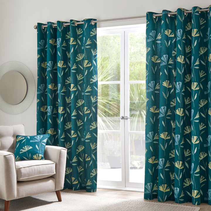 Dacey Pair of Eyelet Curtains by Fusion in Teal - Pair of Eyelet Curtains - Fusion