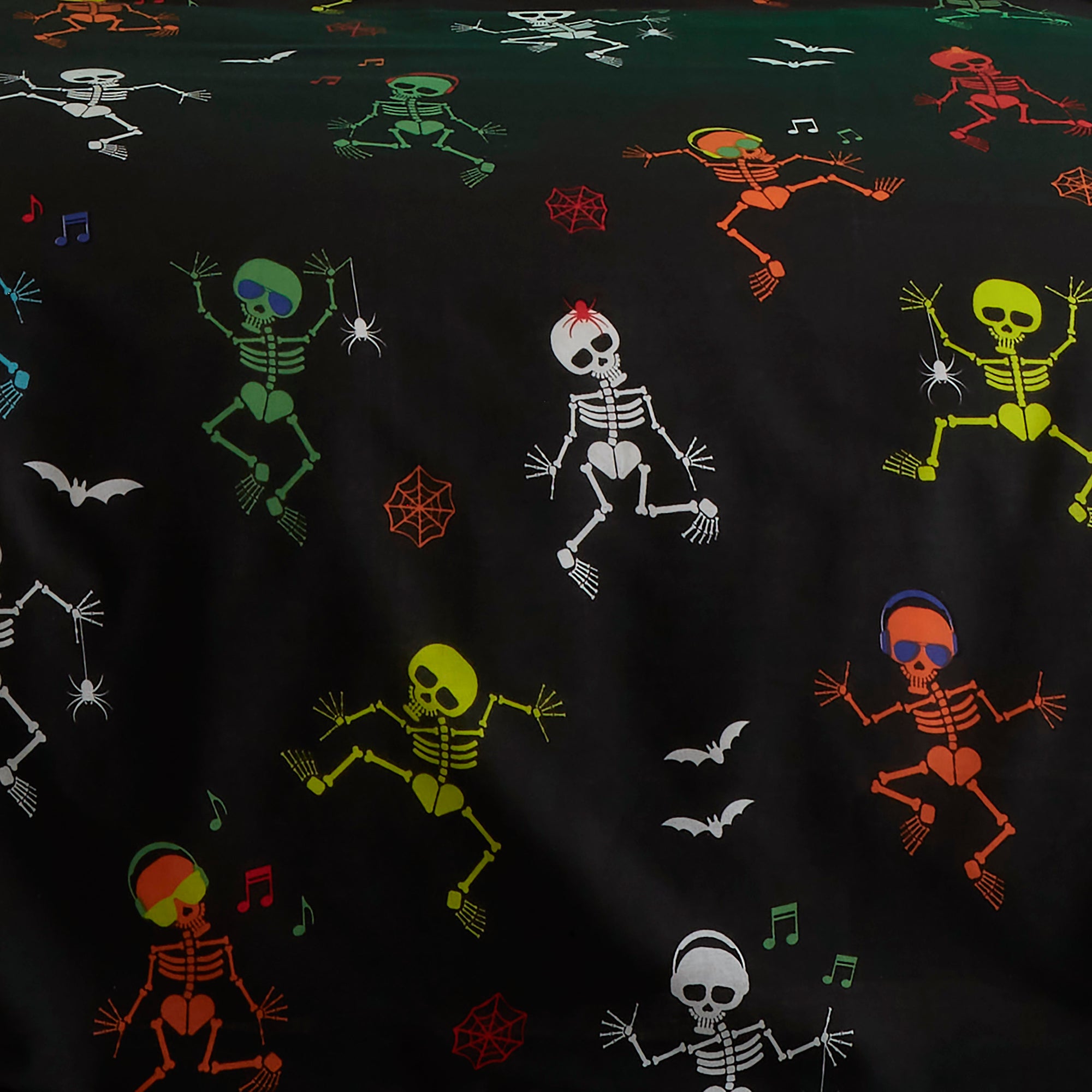 Dancing Skeletons Duvet Cover Set by Bedlam in Black - Duvet Cover Set - Bedlam