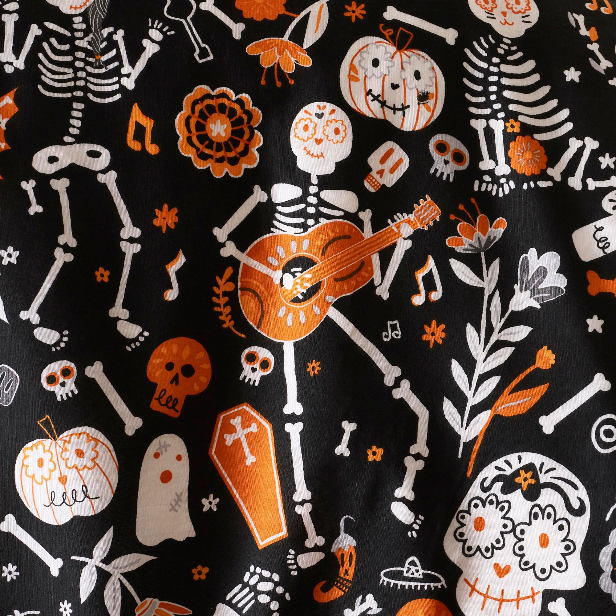 Halloween Day of the Dead Duvet Cover Set by Bedlam in Black/Orange - Duvet Cover Set - Bedlam