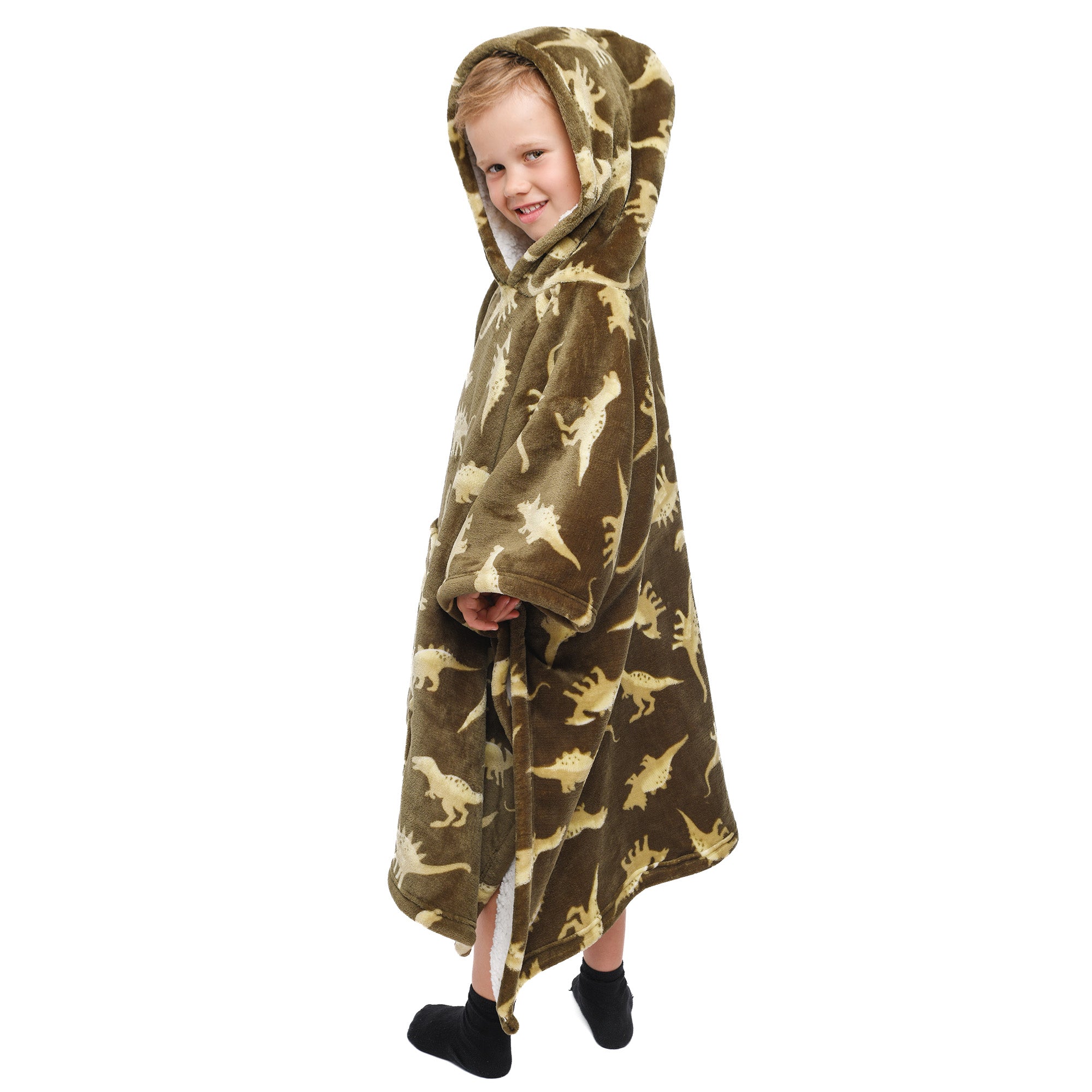 Dino Hooded Throw by Bedlam in Green 75 x 92.5cm - Hooded Throw - Bedlam