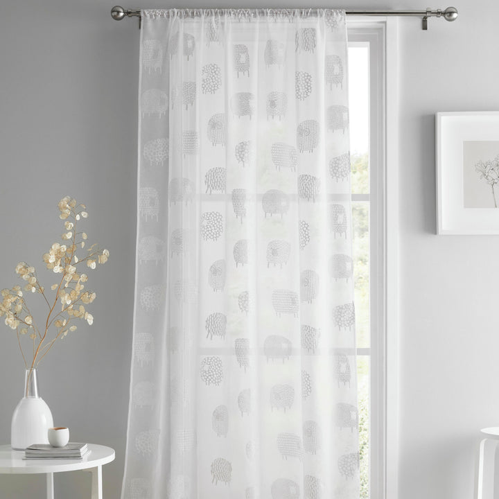 Dotty Sheep Voile Panel by Fusion in White - Voile Panel - Fusion