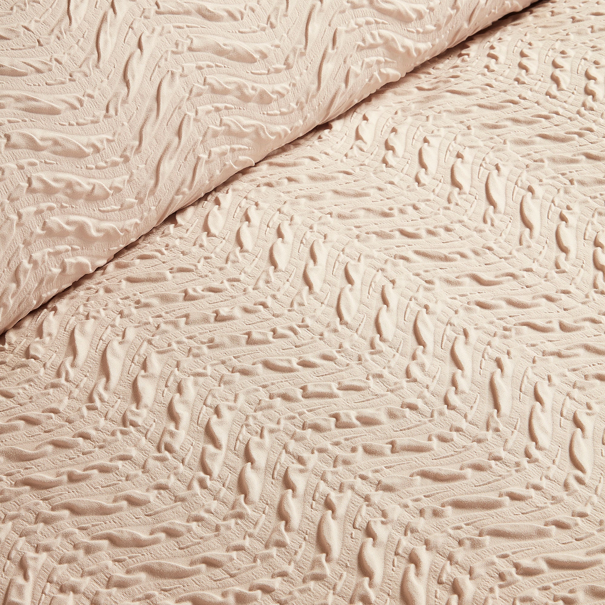 Embossed Curve Duvet Cover Set in Natural - Duvet Cover Set - Serene