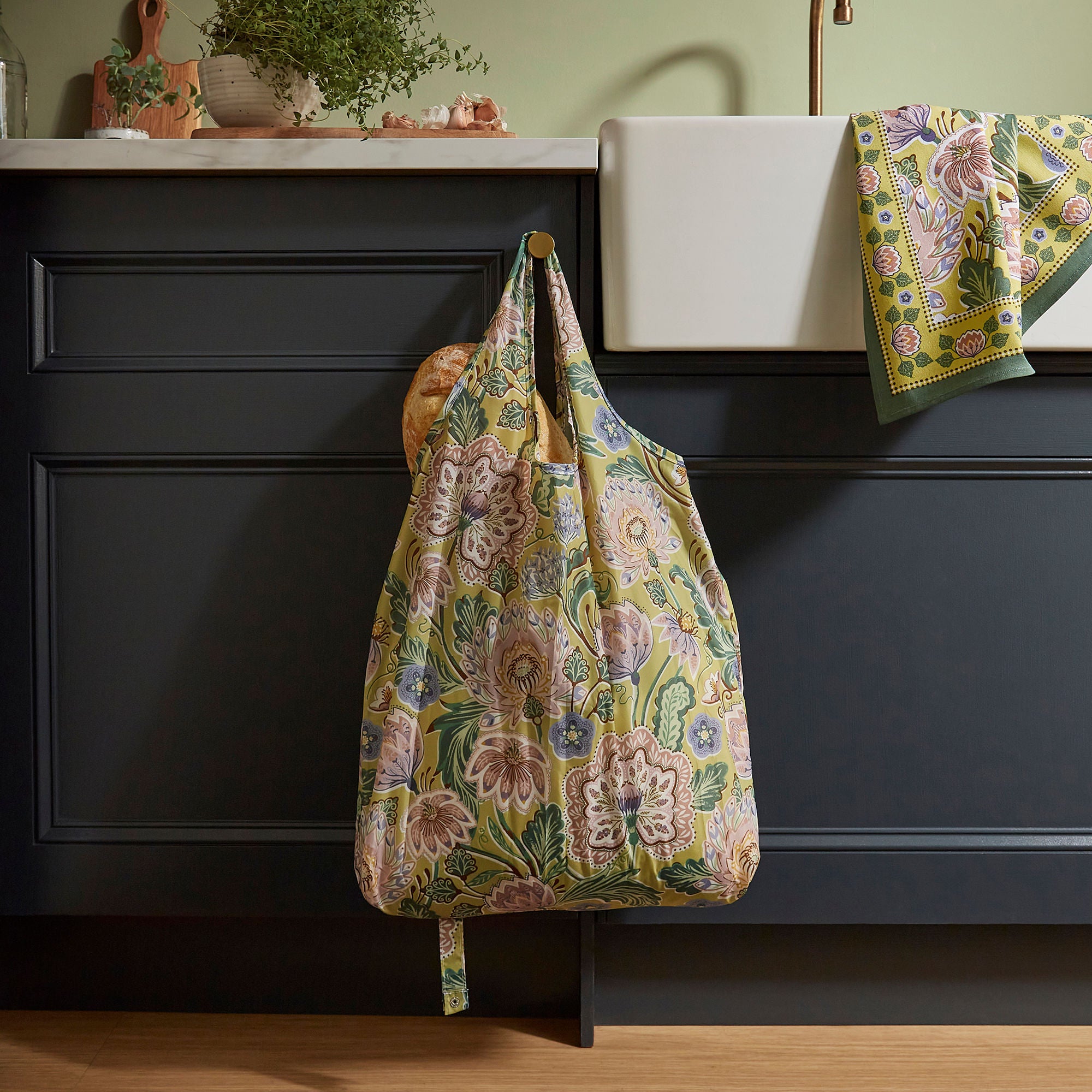 Ulster Weavers Emmeline Foldable Tote Bag Medium in Green - Roll-Up Bag - Ulster Weavers