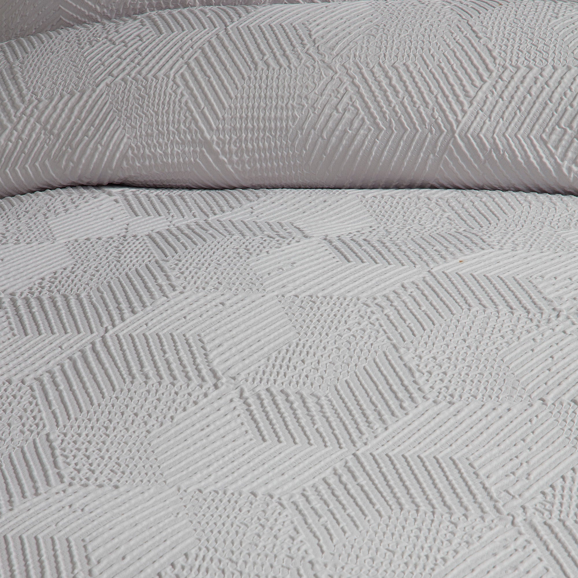 Embossed Geo Duvet Cover Set in Grey - Duvet Cover Set - Serene