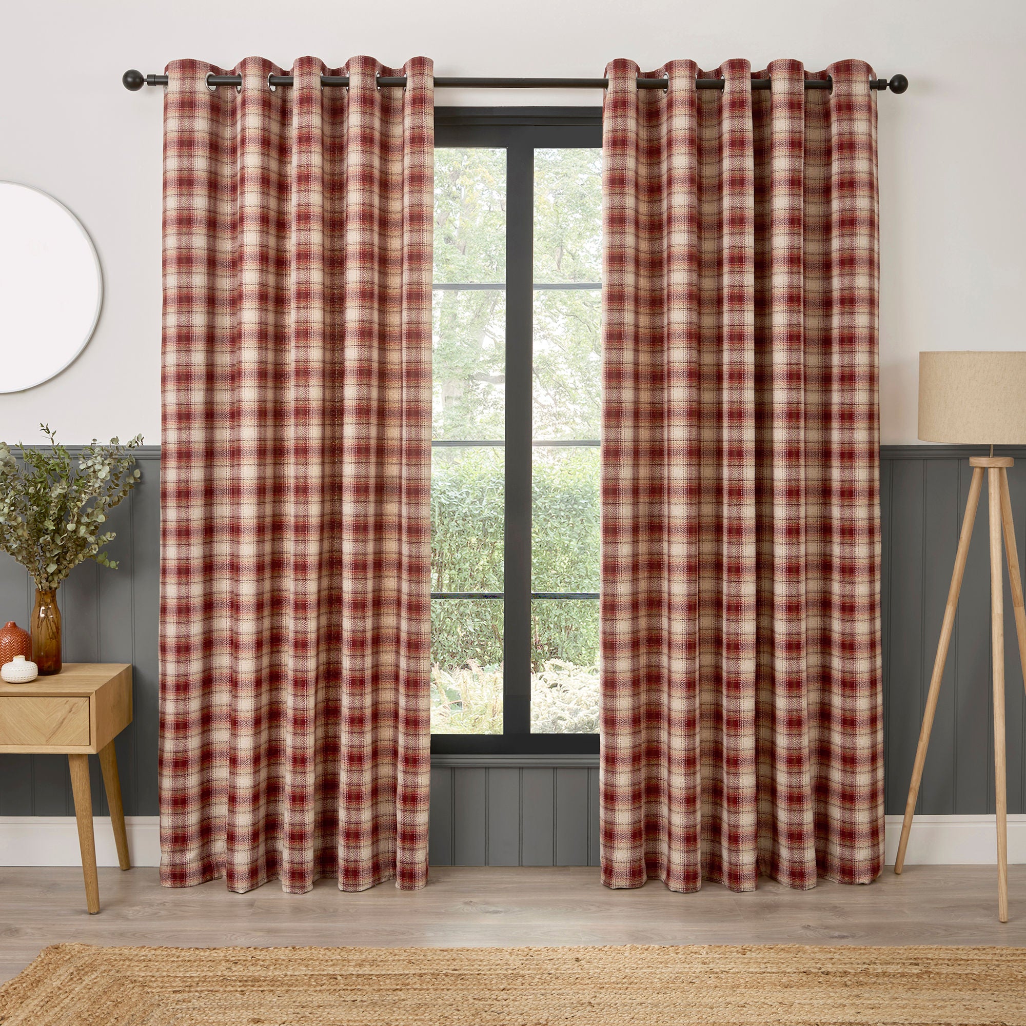 Everett Eyelet Curtains in Red - Pair of Eyelet Curtains - Curtina