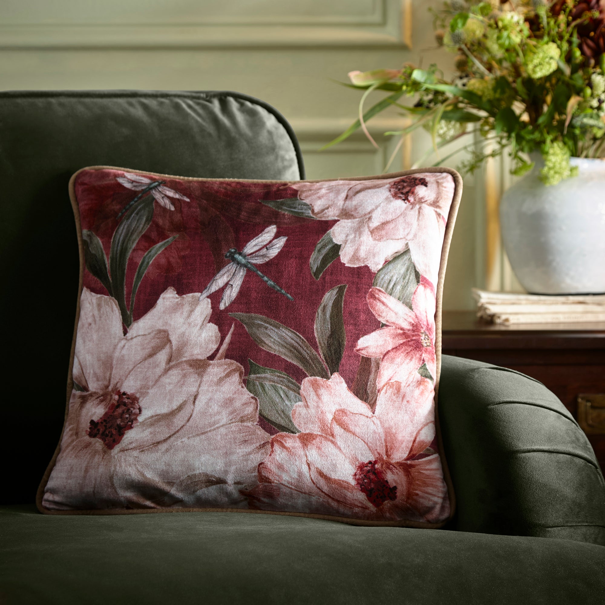 Fiorella Cushion in Wine 43 x 43cm