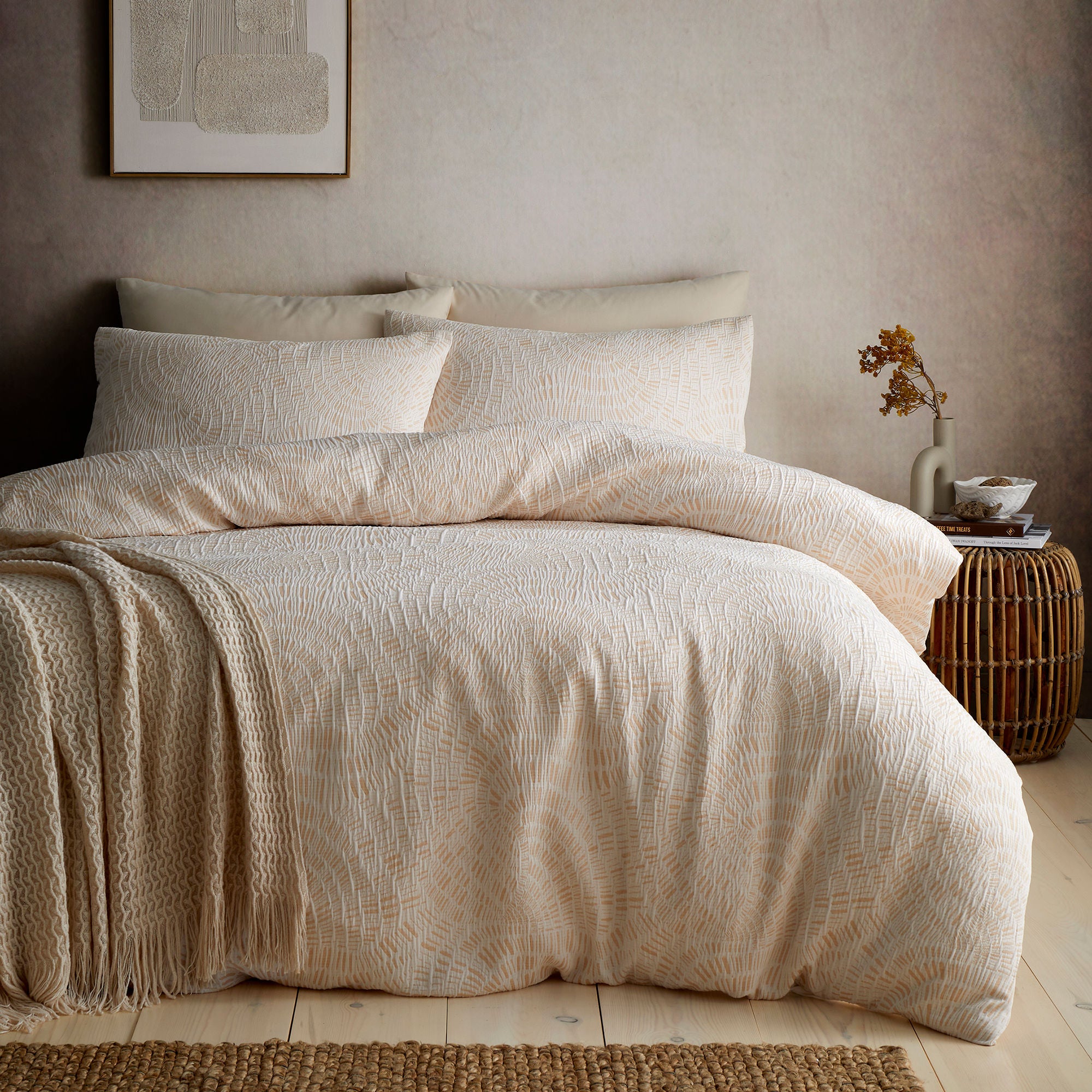 Fossil Jacquard Duvet Cover Set in Natural - Duvet Cover Set - Appletree