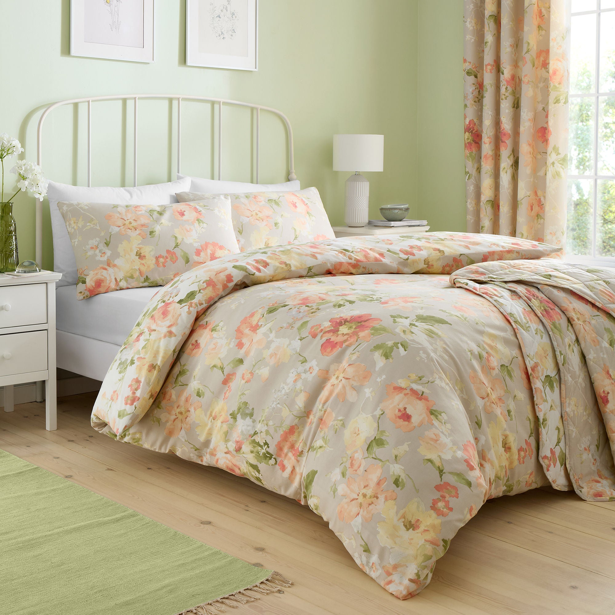 Flourette Bedspread by Dreams & Drapes Design in Natural 200cm X 230cm - Bedspread - Dreams & Drapes Design