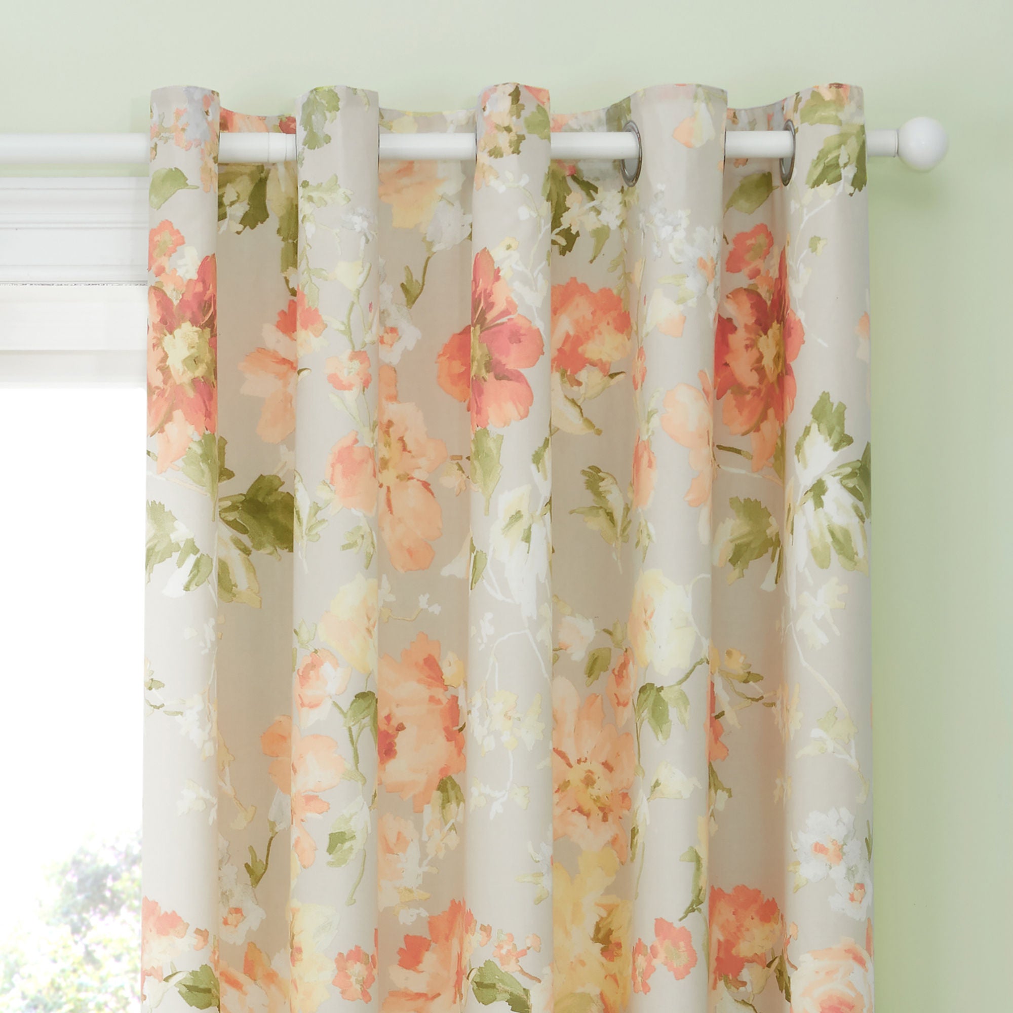 Flourette Pair of Eyelet Curtains by Dreams & Drapes Design in Natural - Pair of Eyelet Curtains - Dreams & Drapes Design