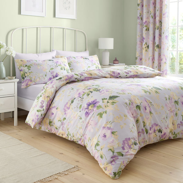lavender flower duvet cover Flourette Duvet Cover Set in Lilac – Ulster Weavers