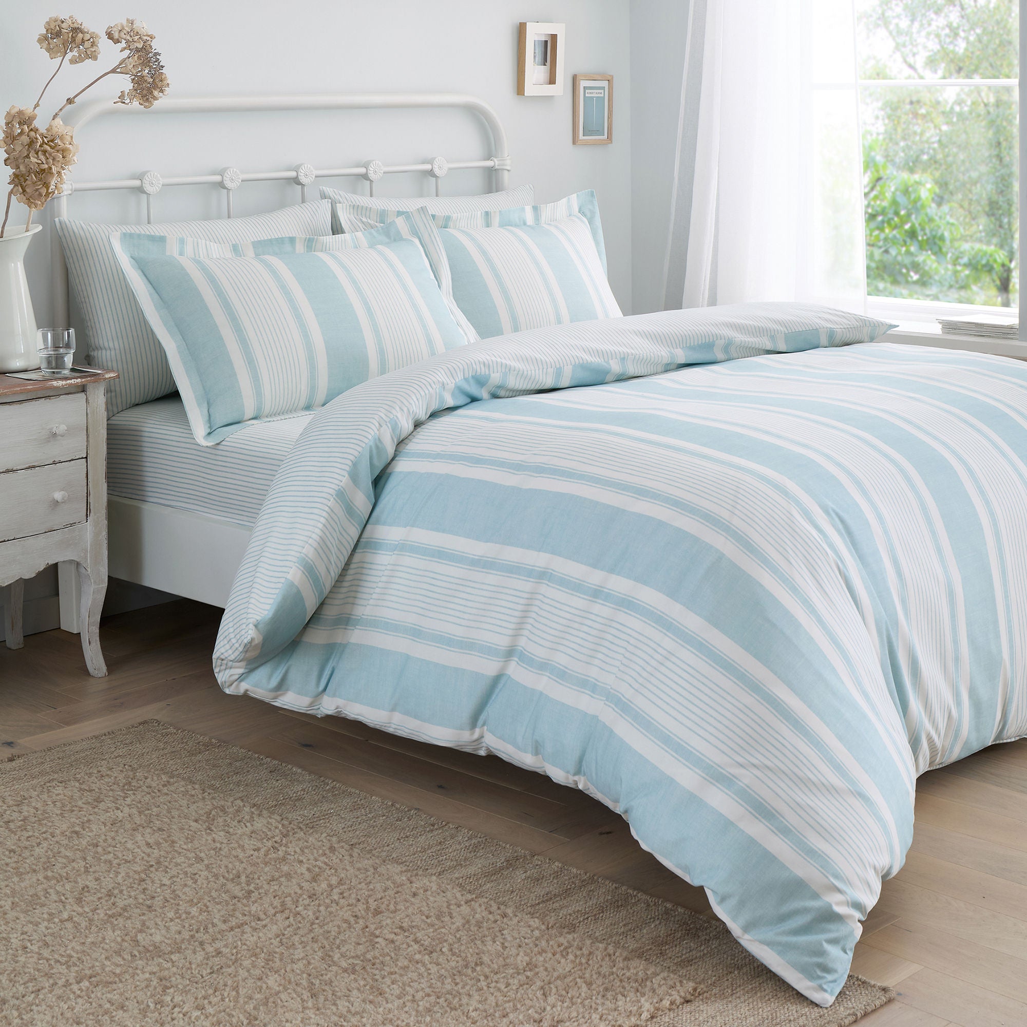 Finlay Stripe Duvet Cover Set by Dreams & Drapes Decorative in Blue - Duvet Cover Set - Dreams & Drapes Decorative